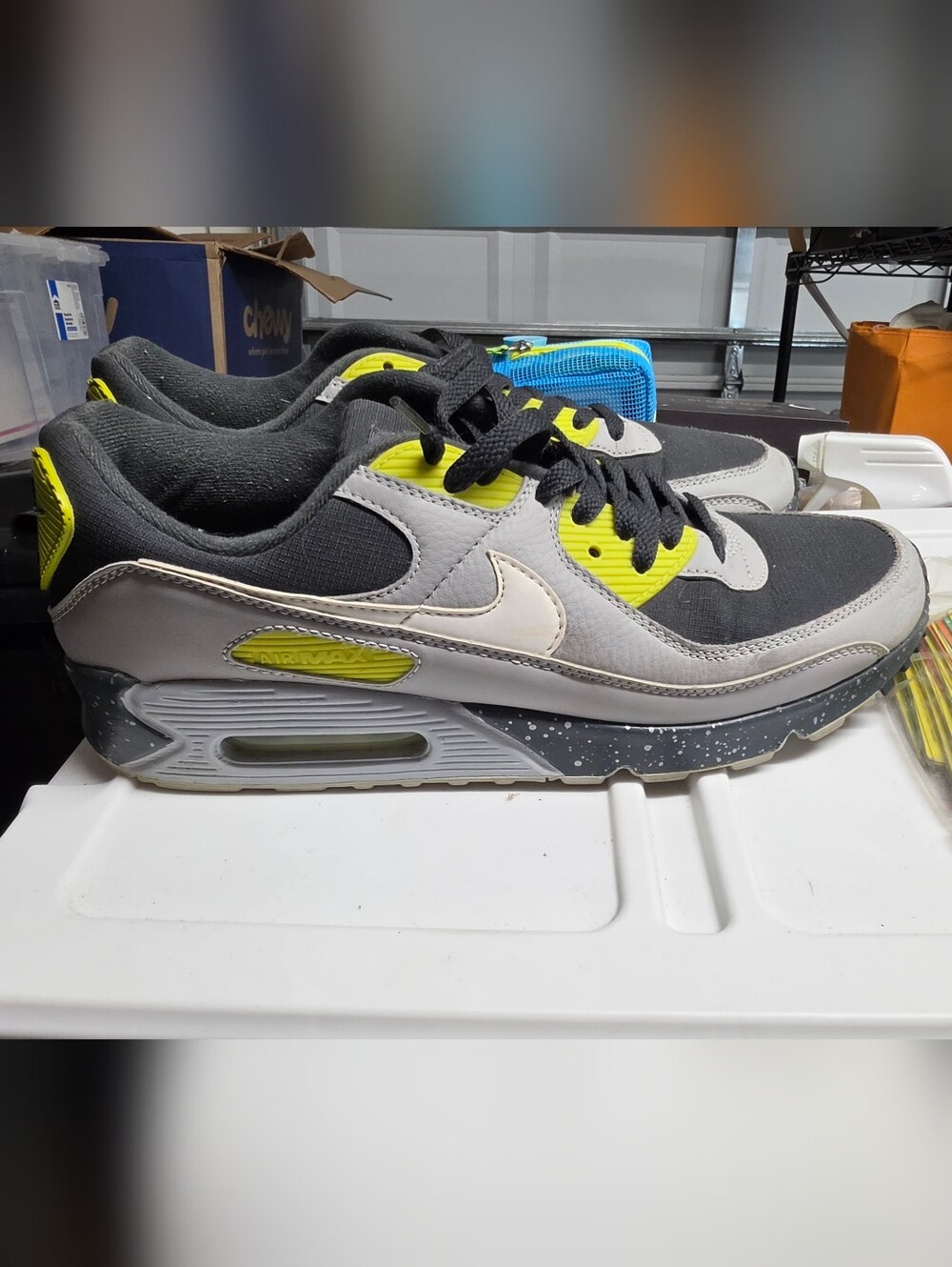 Nike Men’s Black, Gray & Neon Green Athletic Sneakers - Picture 4 of 6